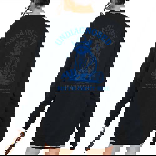 Undiagnosed But I'm Pretty Sure Cowboy Raccoon Meme Women's Oversized Sweatshirt Back Print - Raccsy AU