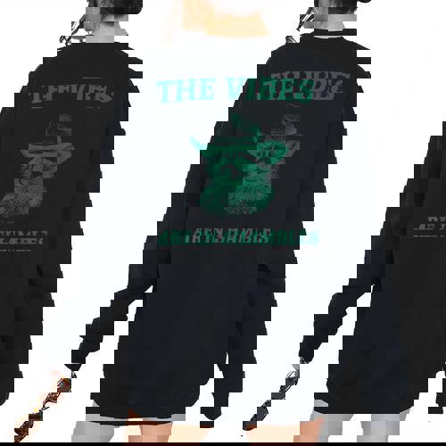 The Vibes Are In Shambles Sarcastic Raccoon Cowboy Women's Oversized Sweatshirt Back Print - Raccsy DE