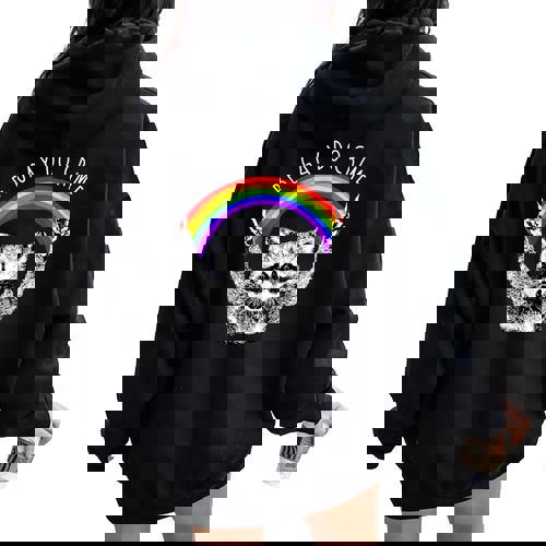 Raccoon LGBTQ Pride Oversized Hoodie for Women - Rainbow Back Print - Raccsy