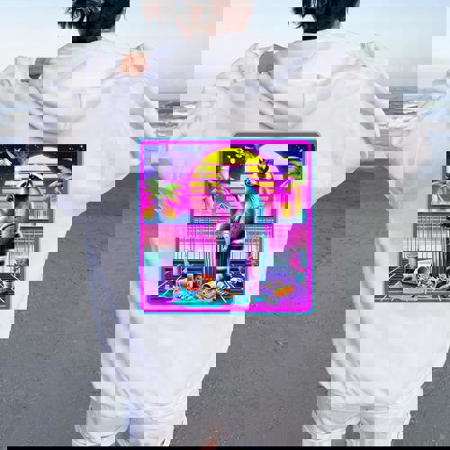 Vaporwave Raccoon Hoodie - Retro Synthwave Style for Women - Raccsy