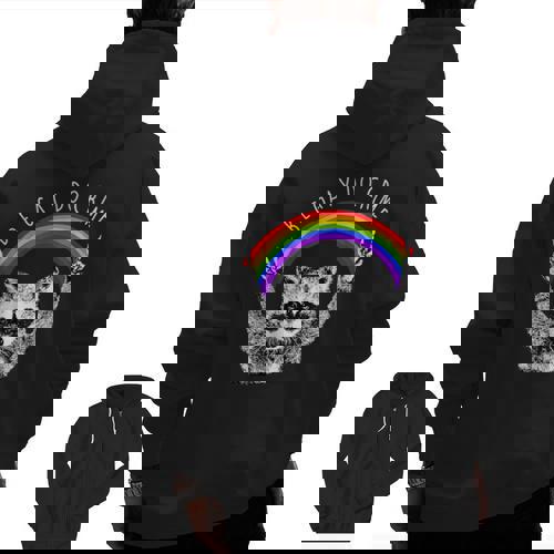 Raccoon LGBTQ Pride Zip Hoodie - Rainbow & Be Gay, Do Crime - Raccsy
