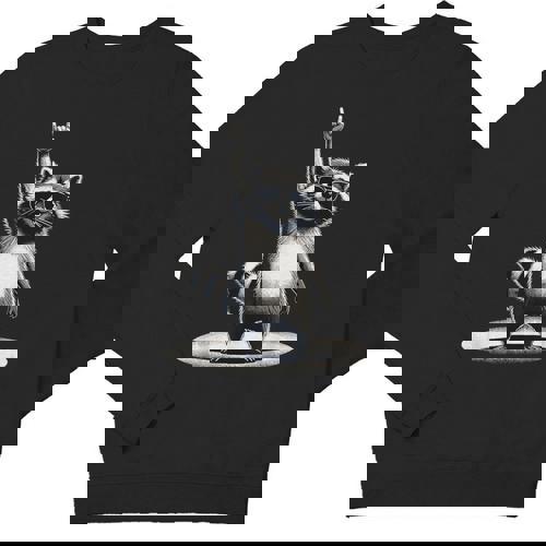 Retro Raccoon Rock Music Men Kids Women Raccoon Youth Crewneck Sweatshirt - Raccsy AU