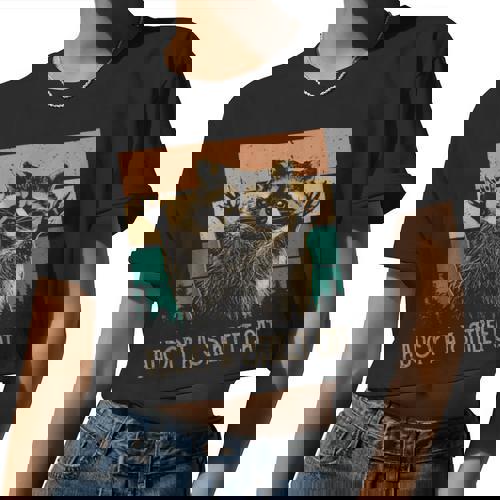Adopt A Street Cat Animal Lover Women's Crop Top - Artsy Raccoons & Possums - Raccsy