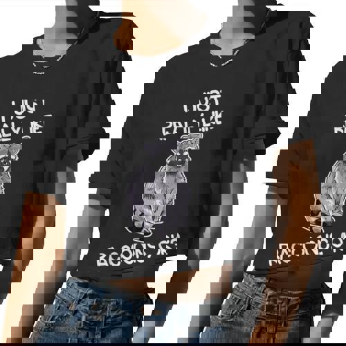 I Just Really Like Raccoons OK Lover Raccoon Love Women Crop Top - Raccsy