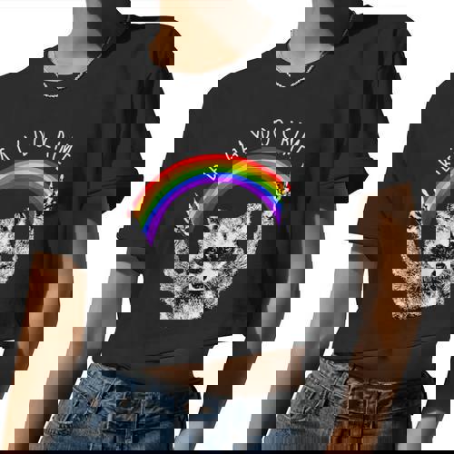 Raccoon LGBTQ Pride Crop Top - Be Gay Do Crime Rainbow Print - Raccsy