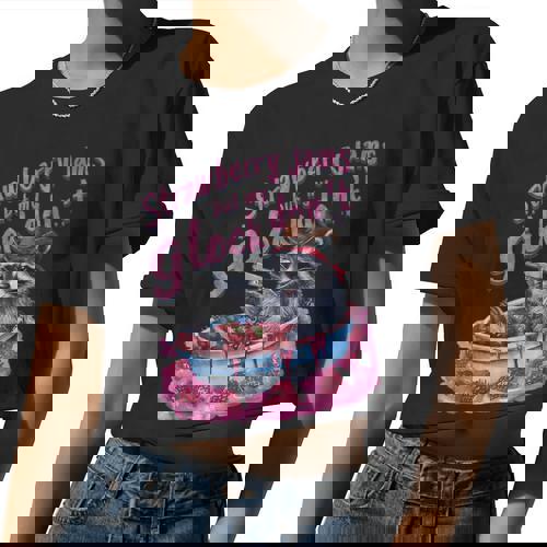 Strawberry Jams But My Dont Raccoon Women Crop Top - Raccsy UK