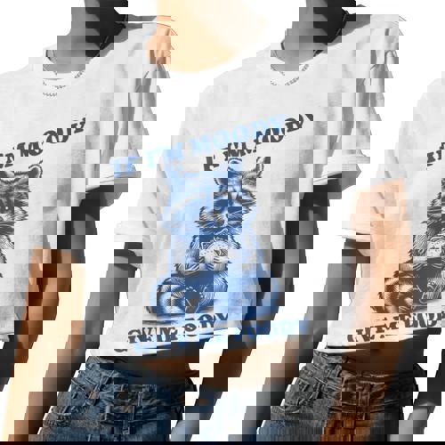 Moody Raccoon Crop Top - Fun Foodie Trash Panda Women’s Wear - Raccsy