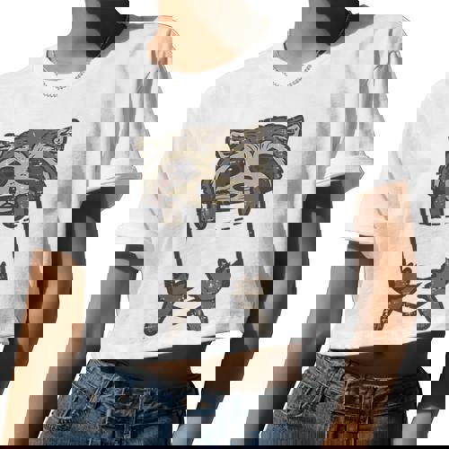 Not My Trash Not My Dumpster Sarcastic Raccoon Women Crop Top - Raccsy DE
