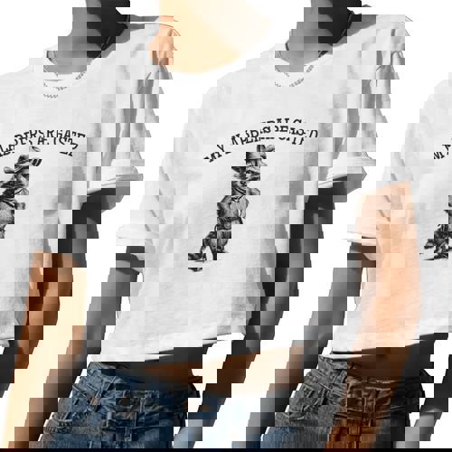 Raccoon Cowboy Women’s Crop Top – Whimsical and Fun Statement Piece - Raccsy