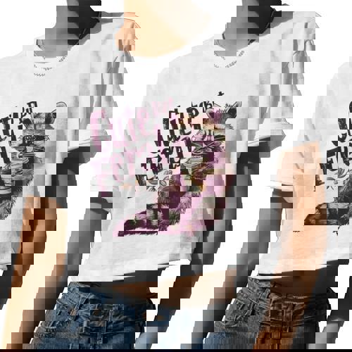 Raccoon Loves Coffee Women’s Crop Top – Cute Vintage Style - Raccsy