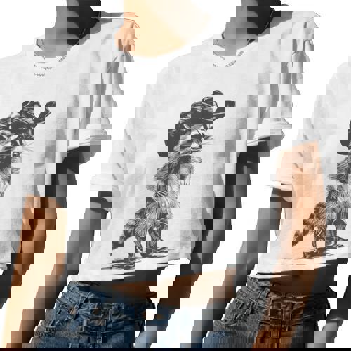 Racoon Cowboy Racoon Graphic Meme Men Women Women Crop Top - Raccsy UK