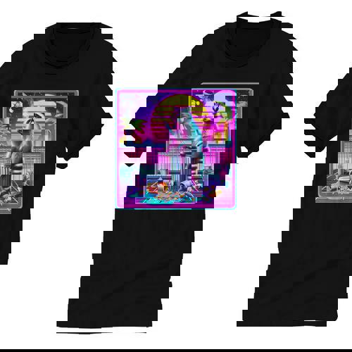Vaporwave Raccoon Cotton Ringer T-Shirt - Retro Unisex Style - Raccsy