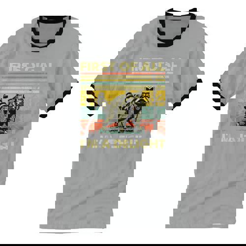 Retro Angry Raccoon Unisex Ringer T-Shirt - Fun Animal Design - Raccsy UK