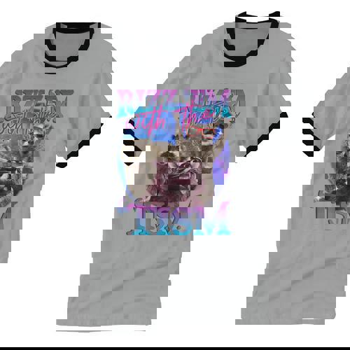 Retro Raccoon Meme Ringer T-Shirt | Fun Gift for Trendsetters - Raccsy AU