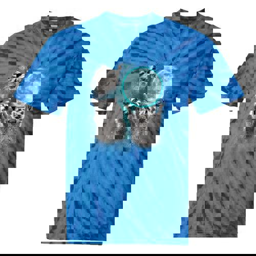 Raccoon Shirt 3 Racoons Howling At Moon Weird Cursed Tie-Dye T-Shirts - Raccsy