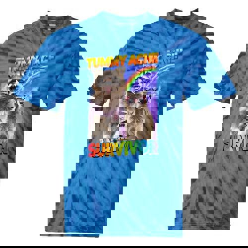 Tummy Ache Survivor Raccoon Tie-Dye T-Shirts - Fun & Whimsical - Raccsy