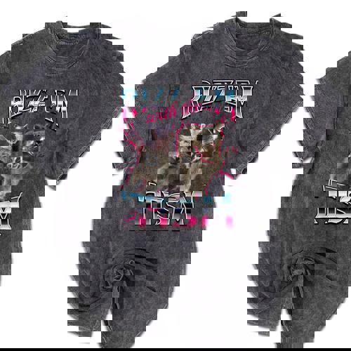Autism Rizz Em With The Tism Meme Autistic Racoon Mineral Wash Tshirts - Raccsy AU