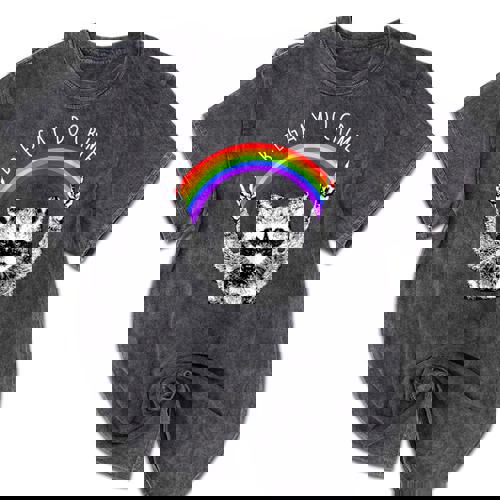 LGBTQ Pride Raccoon Mineral Wash T-Shirt - Be Gay Do Crime Rainbow - Raccsy