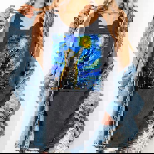 Raccoon Starry Night Tank Top - Van Gogh Style for Art Lovers - Raccsy