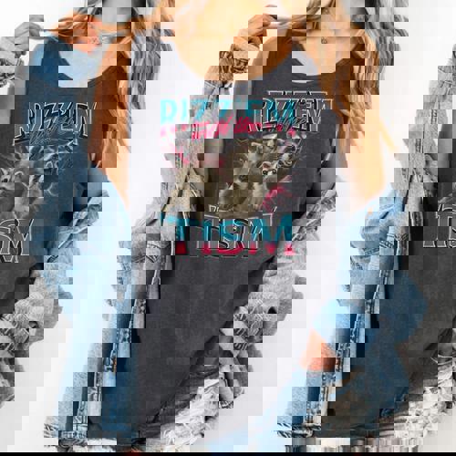 Rizz Em With The Tism Meme Autism Autistic Raccoon Comfort Colors Tank Top - Raccsy AU