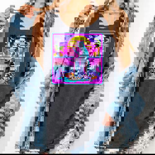 Vaporwave Raccoon Comfort Colors Tank | Retro Synthwave Style - Raccsy