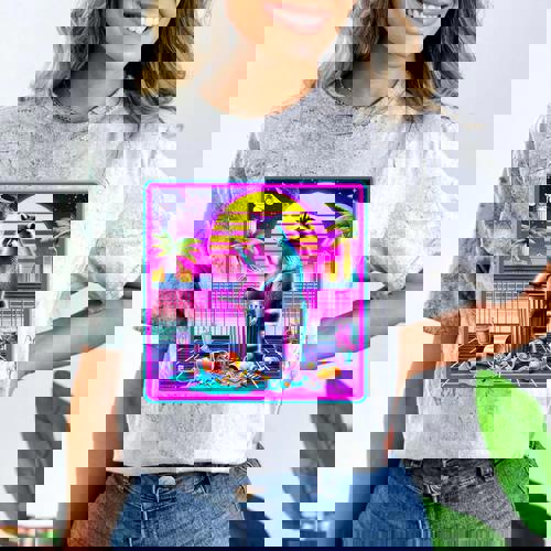 Retro Vaporwave Raccoon Comfort Blast T-Shirt | Synthwave Style - Raccsy