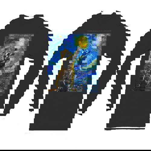 Raccoon Starry Night Van Gogh Unisex Long Sleeve Tee for Art Lovers - Raccsy