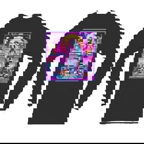 Vaporwave Raccoon Synthwave Unisex Long Sleeve Tee | Retro Vibes - Raccsy