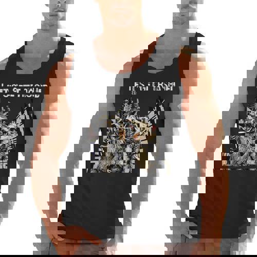 Let's Get Trashed Men’s Tank Top | Fun Raccoon & Opossum Beer Design - Raccsy