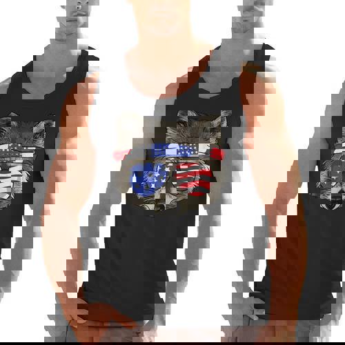 Patriotic Raccoon Tank Top - USA July 4th Style for Men - Raccsy