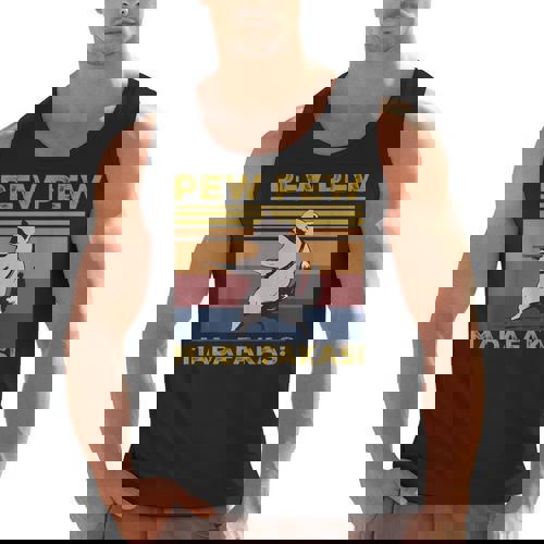 Pew Pew Raccoon Men's Tank Top - Vintage Retro Humor - Raccsy