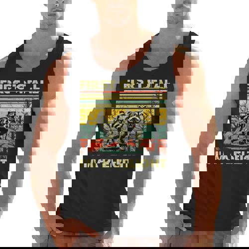 Retro Angry Raccoon Tank Top for Men – Humorous Animal Delight - Raccsy