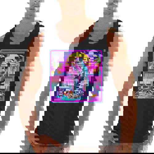 Vaporwave Raccoon Tank Top - Retro Synthwave Aesthetic for Men - Raccsy