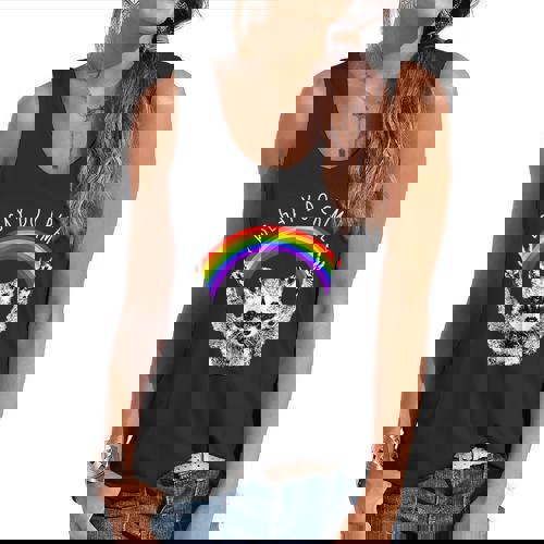 Be Gay Do Crime - LGBTQ Raccoon Pride Flowy Tank - Raccsy