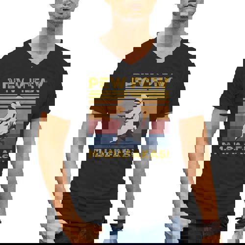 Pew Pew Raccoon Lover - Vintage Retro Men's V-Neck Tee - Raccsy