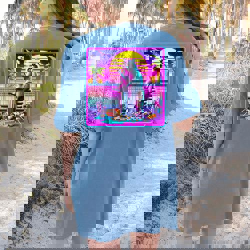 Vaporwave Synthwave Raccoon Women's T-Shirt | Retro Back Print - Raccsy