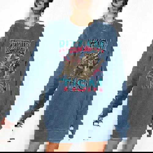 Rizz Em With The Tism Meme Autism Autistic Raccoon Comfort Colors Sweatshirt - Raccsy