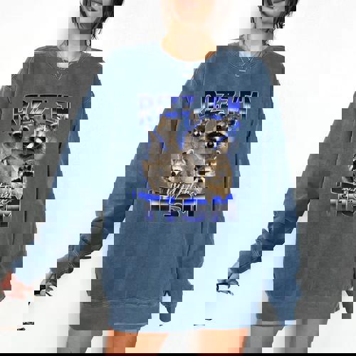 Rizz Em With The Tism Meme Autistic Raccoon Rizz Comfort Colors Sweatshirt - Raccsy