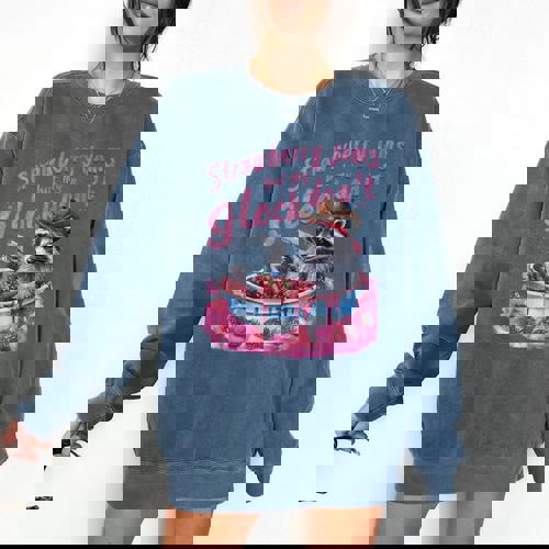 Strawberry Jams But My Dont Raccoon Comfort Colors Sweatshirt - Raccsy
