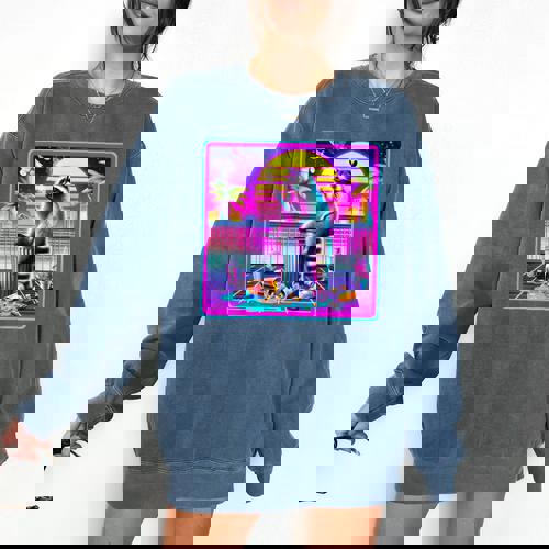 Vaporwave Raccoon Comfort Colors Sweatshirt - Retro Synthwave Style - Raccsy