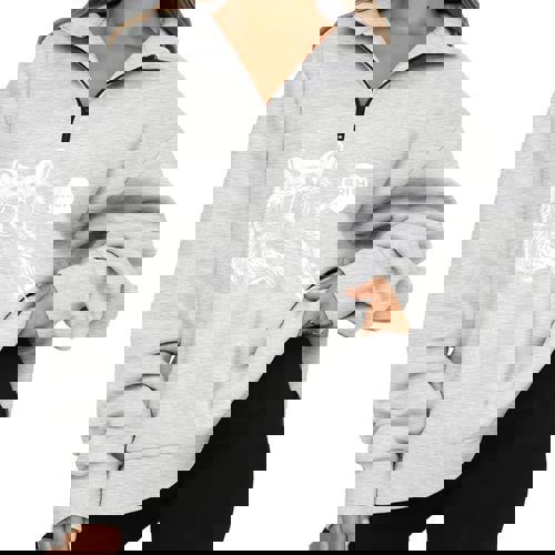 Bruh Raccoon Trash Panda Lover Racoon Meme Teens Slang Half Zip Oversized Sweatshirt - Raccsy AU