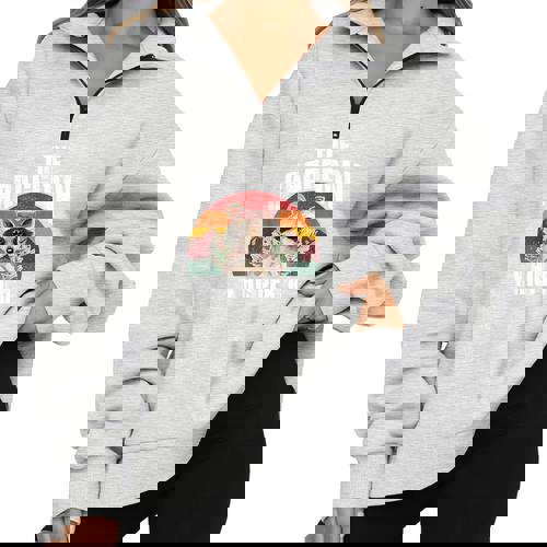 Raccoon Lover's Vintage Retro Half Zip Oversized Sweatshirt - Raccsy