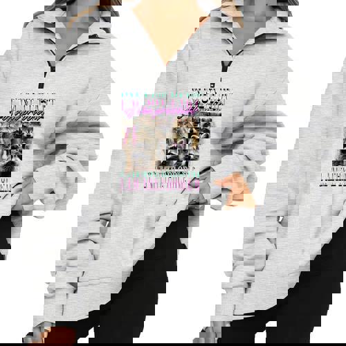 Raccoon Meme Bootleg Half Zip Sweatshirt - Oversized Comfort - Raccsy