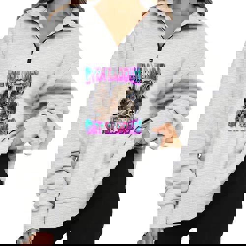 Raccoon Meme Half-Zip Sweatshirt - Comfy Oversized Fit - Raccsy