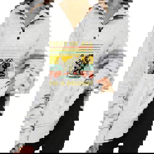 Retro Angry Raccoon Half Zip Oversized Sweatshirt | Fun Streetwear - Raccsy