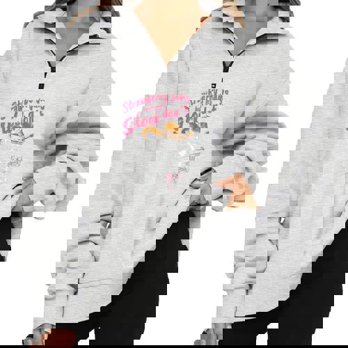 Strawberry Jams But My Don't Raccoon Half Zip Oversized Sweatshirt - Raccsy AU