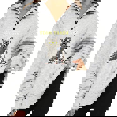 Team Trash Opossum Raccoon Rat Animals Garbage Gang Short Sleeve Half Zip Oversized Sweatshirt - Raccsy AU