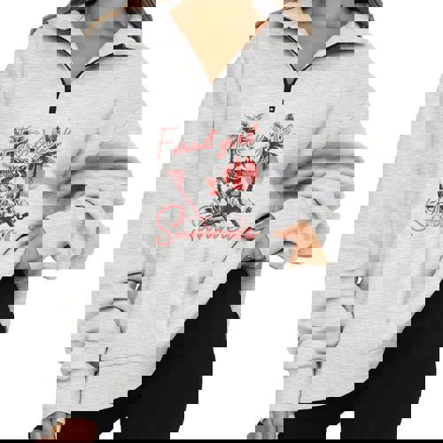 Feral Raccoon Summer Half Zip Oversized Sweatshirt | Vacation Vibes - Raccsy