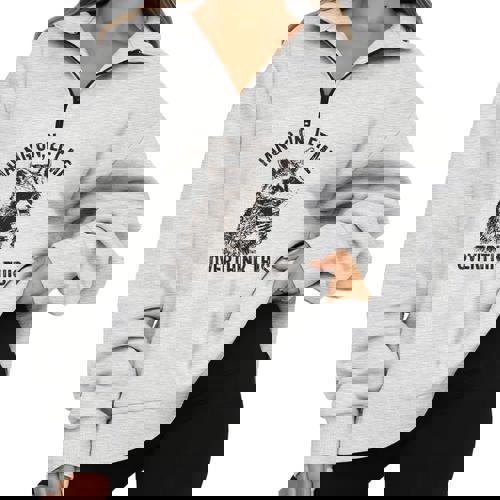 Hang On Let Me Overthink This Raccoon Sarcastic Half Zip Oversized Sweatshirt - Raccsy
