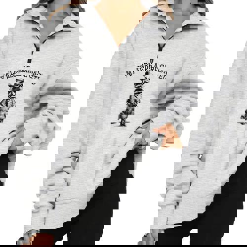 Raccoon Cowboy Half Zip Oversized Sweatshirt - Fun & Cozy Style - Raccsy